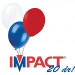 Impact jubileumslogo 20 år med ballonger